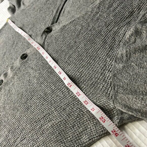 V-Neck Cardigan Sweater, Lightweight Soft Knit Acrylic, Grey, Large - Picture 4 of 7